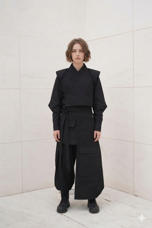 FALDA CRUZADA ASIMETRICA CARGO - RYŪ (流)