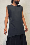 CAMISETA ASIMETRICA SIN MANGA - REI 霊 // GRIS